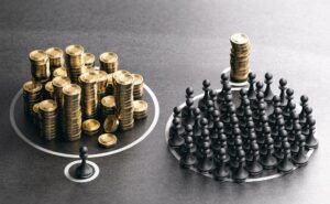 Concept of economic inequality and rich vs poor people